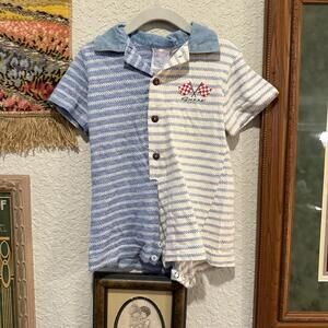 Vintage 80s RARE Guess‎ Jeans Racing Flags Baby Designer One Piece Size 9 Months